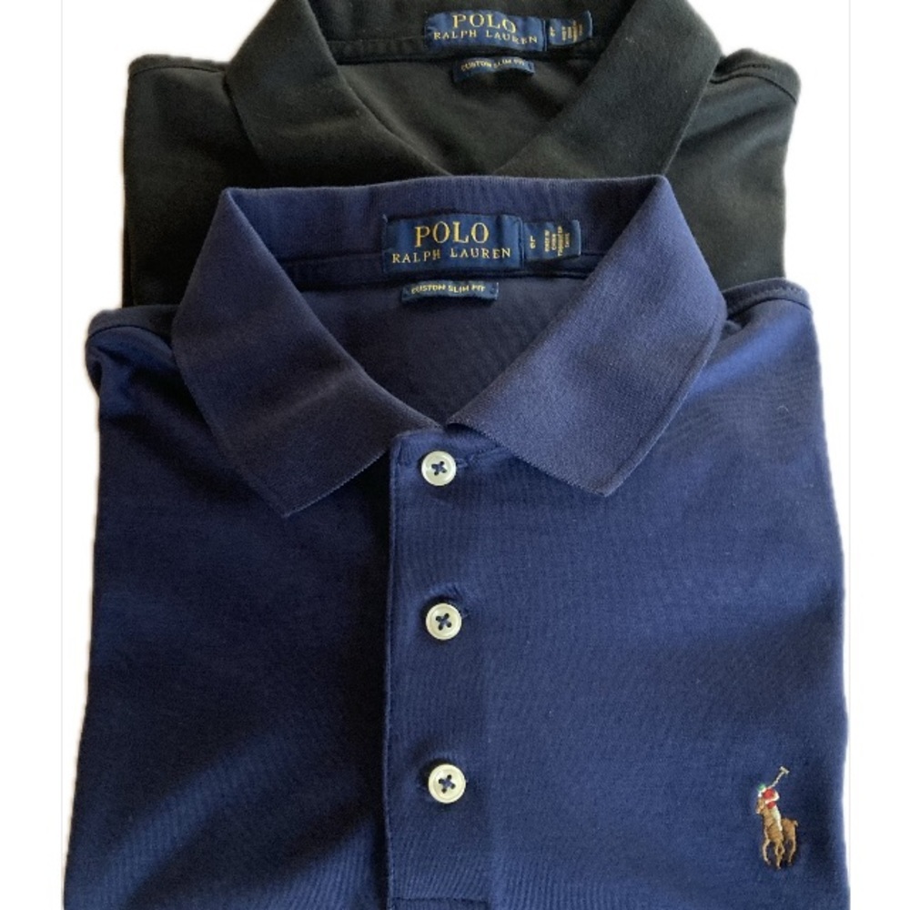 MENS SZ-L MENS RALPH LAUREN BUSINESS CASUAL GOLF SHIRTS. EXCELLENT! NAVY BLACK